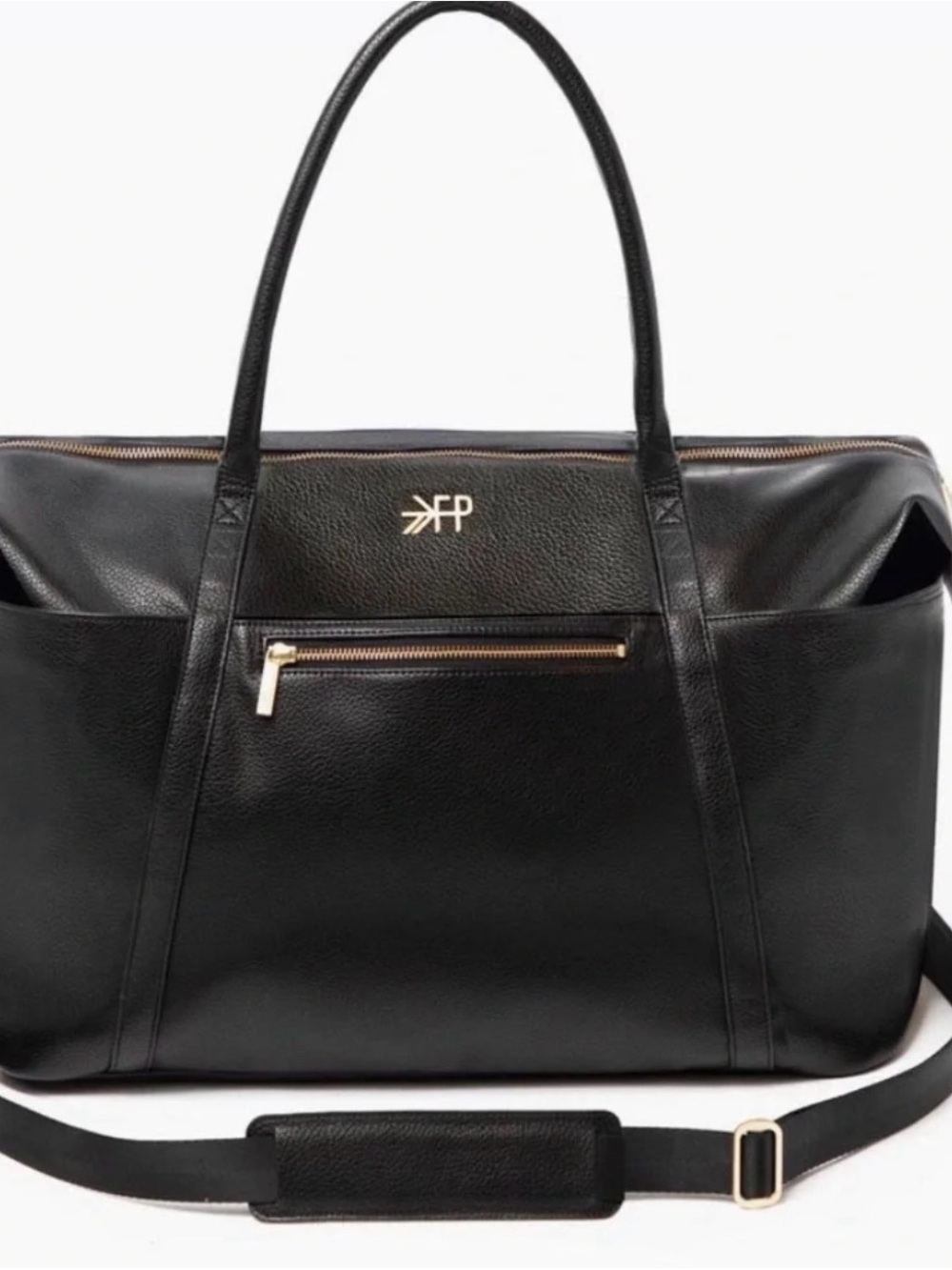 Freshly Picked Black Leather Tote with Gold Hardware